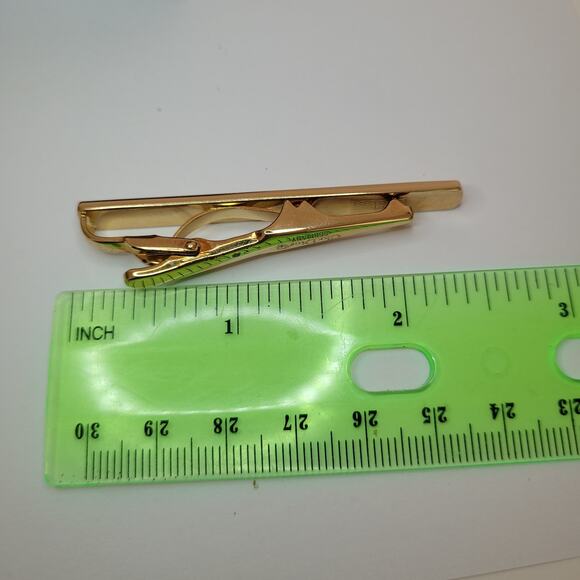 Christian Dior Tie Clip Bar Clasp Gold Tone 2in CD Vintage Made Germany Designer - Picture 7 of 9